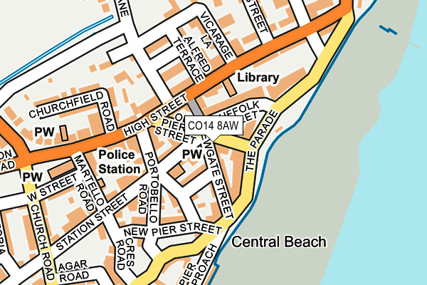 CO14 8AW map - OS OpenMap – Local (Ordnance Survey)
