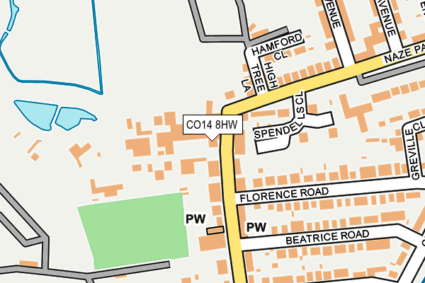 CO14 8HW map - OS OpenMap – Local (Ordnance Survey) CO14 8HW map - OS OpenMap – Local (Ordnance Survey)