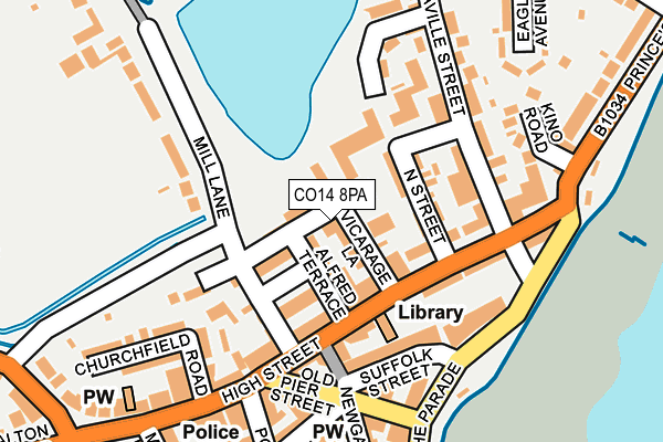 CO14 8PA map - OS OpenMap – Local (Ordnance Survey) CO14 8PA map - OS OpenMap – Local (Ordnance Survey)