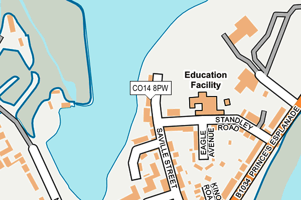 CO14 8PW map - OS OpenMap – Local (Ordnance Survey) CO14 8PW map - OS OpenMap – Local (Ordnance Survey)