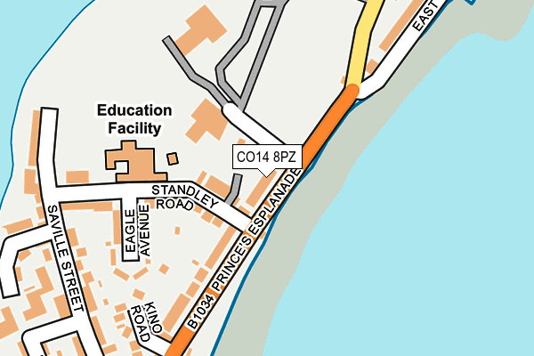 CO14 8PZ map - OS OpenMap – Local (Ordnance Survey)