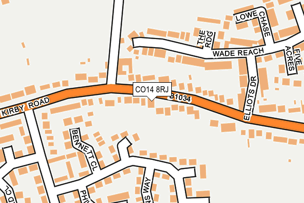 CO14 8RJ map - OS OpenMap – Local (Ordnance Survey) CO14 8RJ map - OS OpenMap – Local (Ordnance Survey)