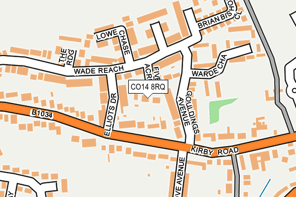 CO14 8RQ map - OS OpenMap – Local (Ordnance Survey) CO14 8RQ map - OS OpenMap – Local (Ordnance Survey)