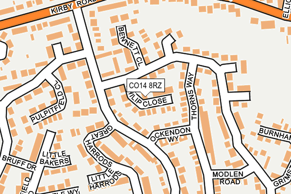CO14 8RZ map - OS OpenMap – Local (Ordnance Survey)