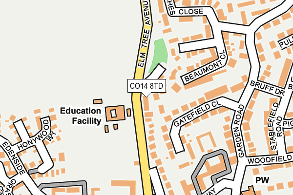 CO14 8TD map - OS OpenMap – Local (Ordnance Survey) CO14 8TD map - OS OpenMap – Local (Ordnance Survey)
