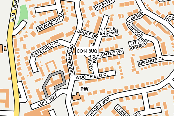 CO14 8UQ map - OS OpenMap – Local (Ordnance Survey)