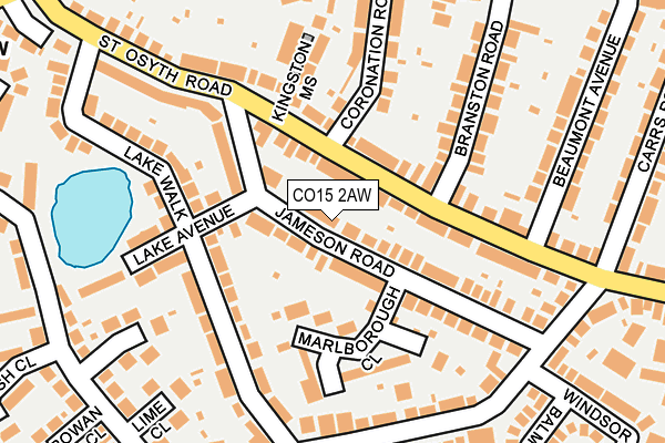 CO15 2AW map - OS OpenMap – Local (Ordnance Survey) CO15 2AW map - OS OpenMap – Local (Ordnance Survey)