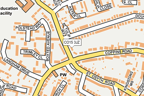 CO15 3JZ map - OS OpenMap – Local (Ordnance Survey) CO15 3JZ map - OS OpenMap – Local (Ordnance Survey)