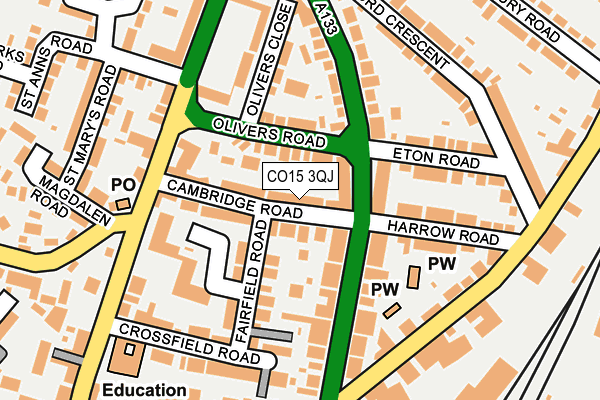 CO15 3QJ map - OS OpenMap – Local (Ordnance Survey) CO15 3QJ map - OS OpenMap – Local (Ordnance Survey)