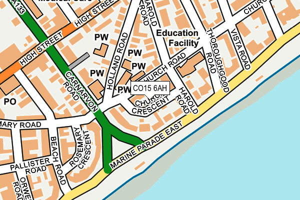 CO15 6AH map - OS OpenMap – Local (Ordnance Survey) CO15 6AH map - OS OpenMap – Local (Ordnance Survey)