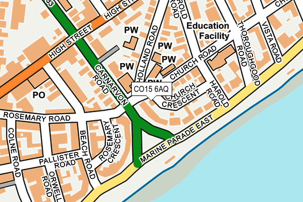 CO15 6AQ map - OS OpenMap – Local (Ordnance Survey)
