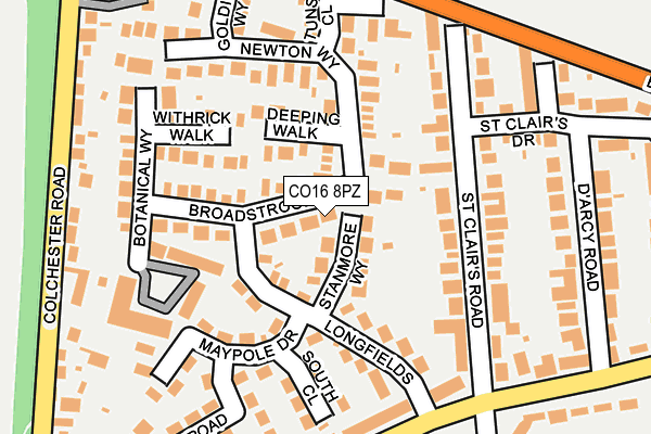 CO16 8PZ map - OS OpenMap – Local (Ordnance Survey) CO16 8PZ map - OS OpenMap – Local (Ordnance Survey)