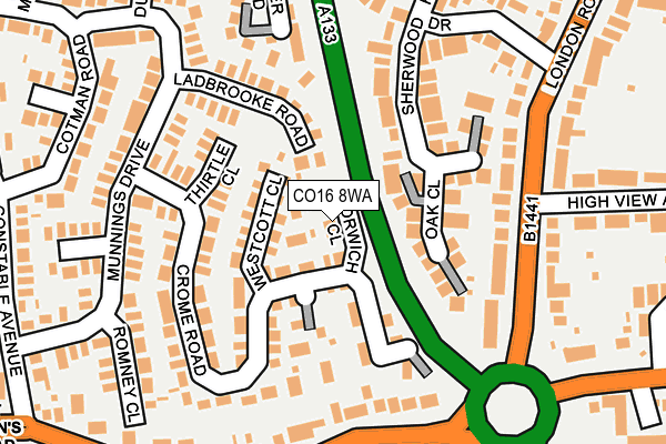 CO16 8WA map - OS OpenMap – Local (Ordnance Survey) CO16 8WA map - OS OpenMap – Local (Ordnance Survey)