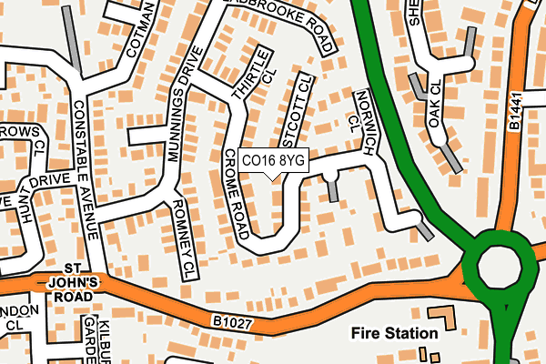 CO16 8YG map - OS OpenMap – Local (Ordnance Survey)