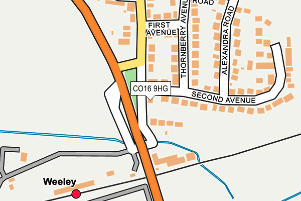 CO16 9HG map - OS OpenMap – Local (Ordnance Survey)
