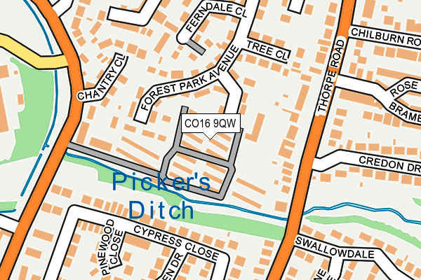 CO16 9QW map - OS OpenMap – Local (Ordnance Survey)