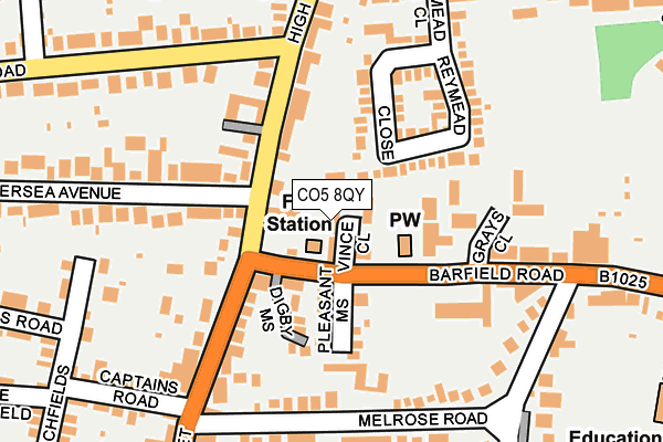 CO5 8QY map - OS OpenMap – Local (Ordnance Survey)