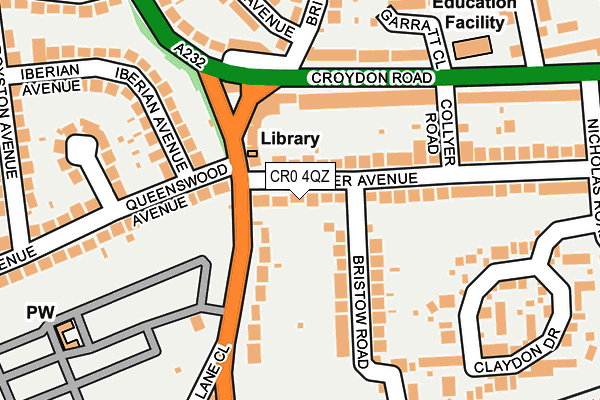 CR0 4QZ map - OS OpenMap – Local (Ordnance Survey) CR0 4QZ map - OS OpenMap – Local (Ordnance Survey)