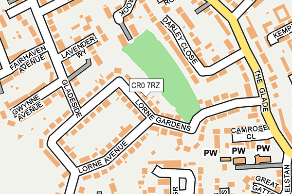 CR0 7RZ map - OS OpenMap – Local (Ordnance Survey) CR0 7RZ map - OS OpenMap – Local (Ordnance Survey)