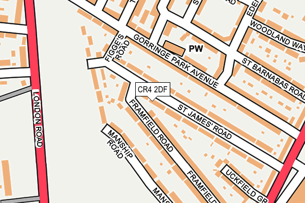 CR4 2DF map - OS OpenMap – Local (Ordnance Survey) CR4 2DF map - OS OpenMap – Local (Ordnance Survey)