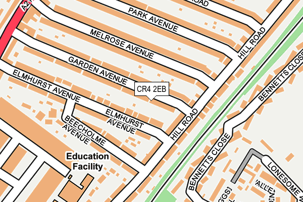 CR4 2EB map - OS OpenMap – Local (Ordnance Survey) CR4 2EB map - OS OpenMap – Local (Ordnance Survey)