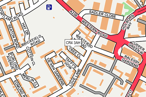 CR4 3AH map - OS OpenMap – Local (Ordnance Survey) CR4 3AH map - OS OpenMap – Local (Ordnance Survey)