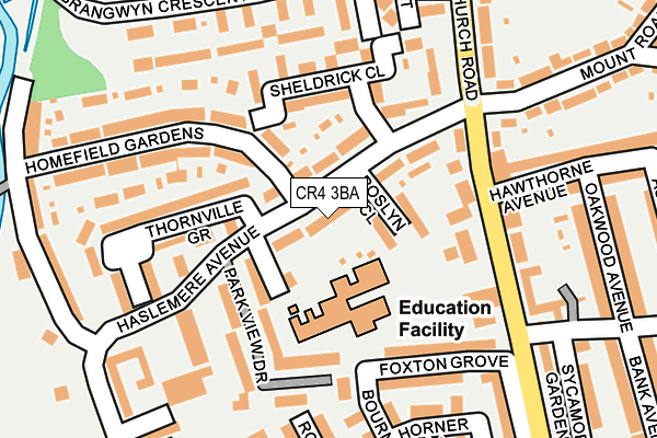 CR4 3BA map - OS OpenMap – Local (Ordnance Survey)