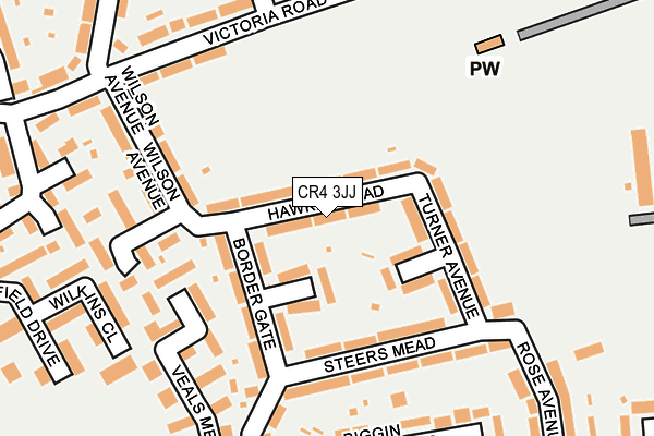 CR4 3JJ map - OS OpenMap – Local (Ordnance Survey) CR4 3JJ map - OS OpenMap – Local (Ordnance Survey)