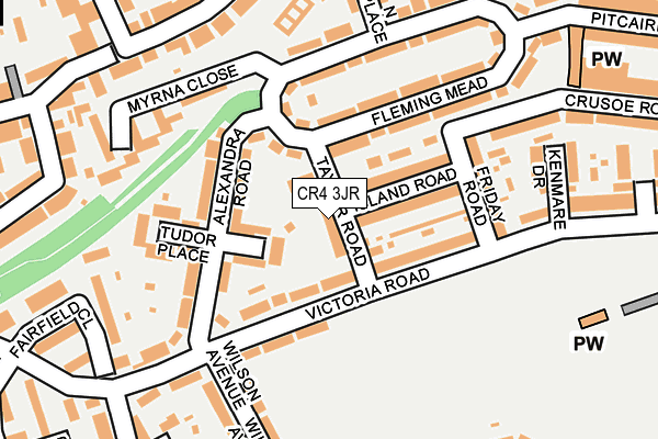CR4 3JR map - OS OpenMap – Local (Ordnance Survey) CR4 3JR map - OS OpenMap – Local (Ordnance Survey)