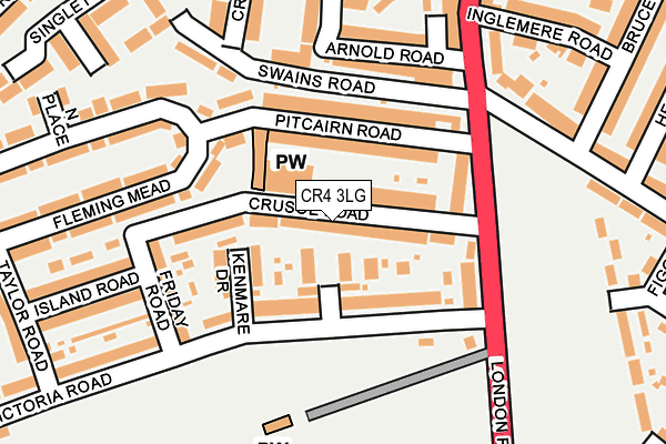 CR4 3LG map - OS OpenMap – Local (Ordnance Survey) CR4 3LG map - OS OpenMap – Local (Ordnance Survey)