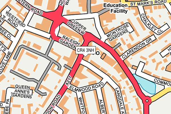 CR4 3NH map - OS OpenMap – Local (Ordnance Survey) CR4 3NH map - OS OpenMap – Local (Ordnance Survey)