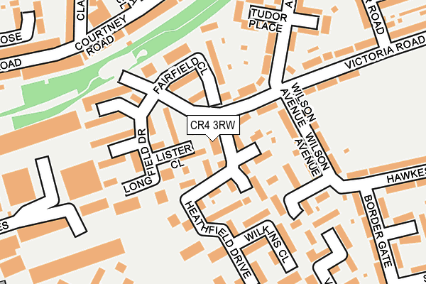 CR4 3RW map - OS OpenMap – Local (Ordnance Survey) CR4 3RW map - OS OpenMap – Local (Ordnance Survey)