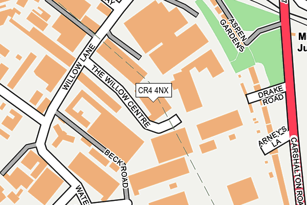 CR4 4NX map - OS OpenMap – Local (Ordnance Survey) CR4 4NX map - OS OpenMap – Local (Ordnance Survey)