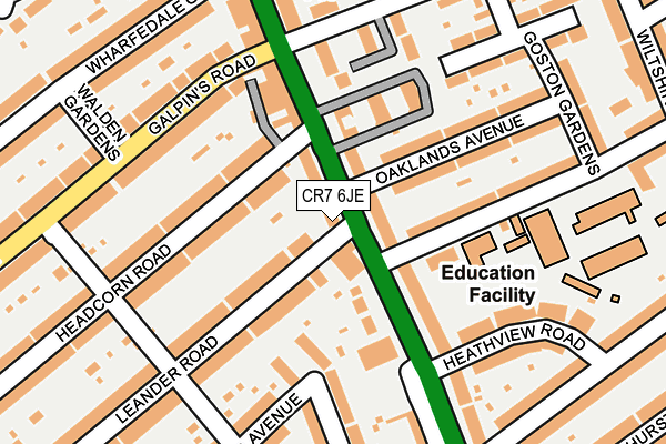 CR7 6JE map - OS OpenMap – Local (Ordnance Survey) CR7 6JE map - OS OpenMap – Local (Ordnance Survey)