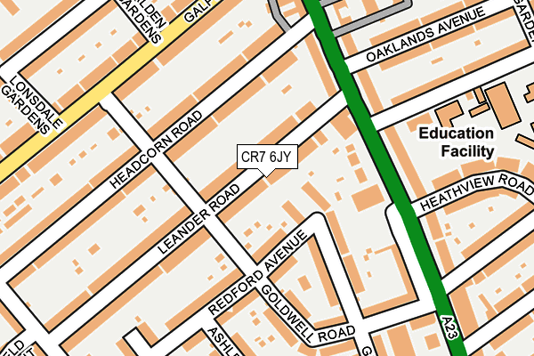 CR7 6JY map - OS OpenMap – Local (Ordnance Survey) CR7 6JY map - OS OpenMap – Local (Ordnance Survey)