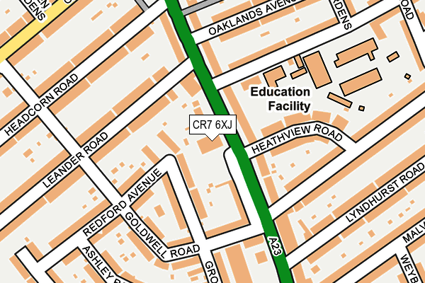 CR7 6XJ map - OS OpenMap – Local (Ordnance Survey) CR7 6XJ map - OS OpenMap – Local (Ordnance Survey)