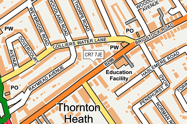 CR7 7JE map - OS OpenMap – Local (Ordnance Survey)