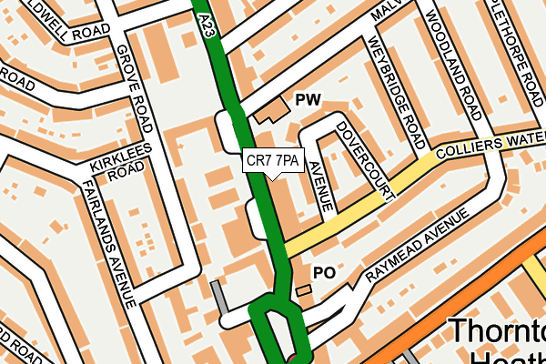 CR7 7PA map - OS OpenMap – Local (Ordnance Survey) CR7 7PA map - OS OpenMap – Local (Ordnance Survey)