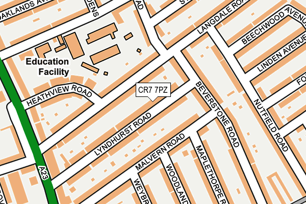 CR7 7PZ map - OS OpenMap – Local (Ordnance Survey) CR7 7PZ map - OS OpenMap – Local (Ordnance Survey)