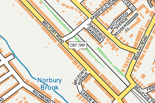 CR7 7RP map - OS OpenMap – Local (Ordnance Survey) CR7 7RP map - OS OpenMap – Local (Ordnance Survey)