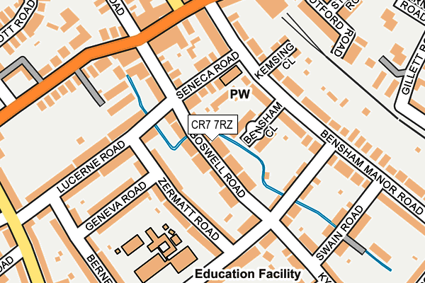 CR7 7RZ map - OS OpenMap – Local (Ordnance Survey) CR7 7RZ map - OS OpenMap – Local (Ordnance Survey)