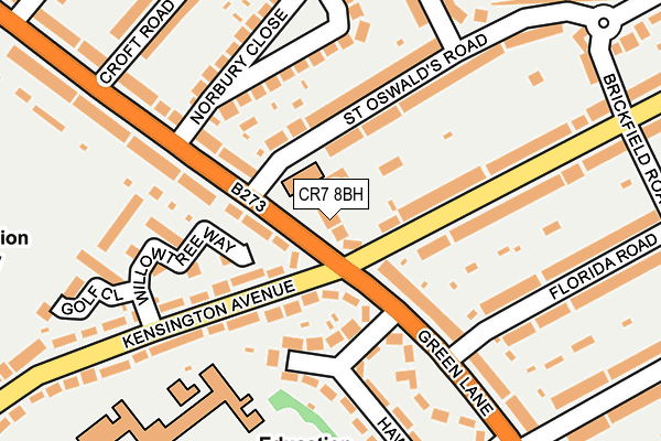CR7 8BH map - OS OpenMap – Local (Ordnance Survey) CR7 8BH map - OS OpenMap – Local (Ordnance Survey)