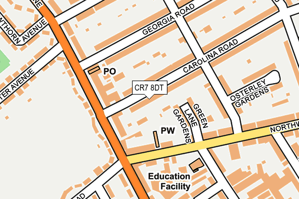 CR7 8DT map - OS OpenMap – Local (Ordnance Survey) CR7 8DT map - OS OpenMap – Local (Ordnance Survey)