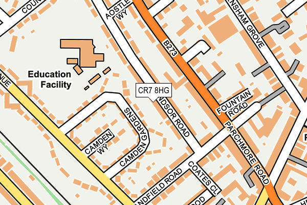 CR7 8HG map - OS OpenMap – Local (Ordnance Survey) CR7 8HG map - OS OpenMap – Local (Ordnance Survey)