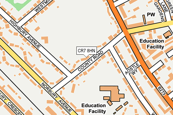 CR7 8HN map - OS OpenMap – Local (Ordnance Survey) CR7 8HN map - OS OpenMap – Local (Ordnance Survey)