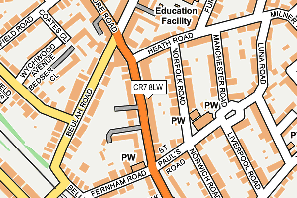 CR7 8LW map - OS OpenMap – Local (Ordnance Survey) CR7 8LW map - OS OpenMap – Local (Ordnance Survey)