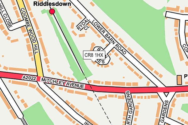 CR8 1HX map - OS OpenMap – Local (Ordnance Survey) CR8 1HX map - OS OpenMap – Local (Ordnance Survey)