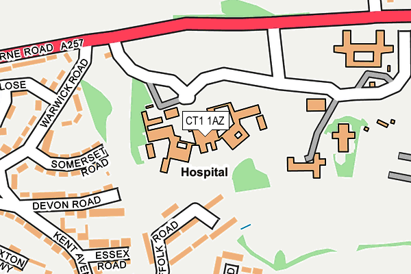 CT1 1AZ map - OS OpenMap – Local (Ordnance Survey) CT1 1AZ map - OS OpenMap – Local (Ordnance Survey)