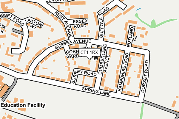 CT1 1RX map - OS OpenMap – Local (Ordnance Survey) CT1 1RX map - OS OpenMap – Local (Ordnance Survey)