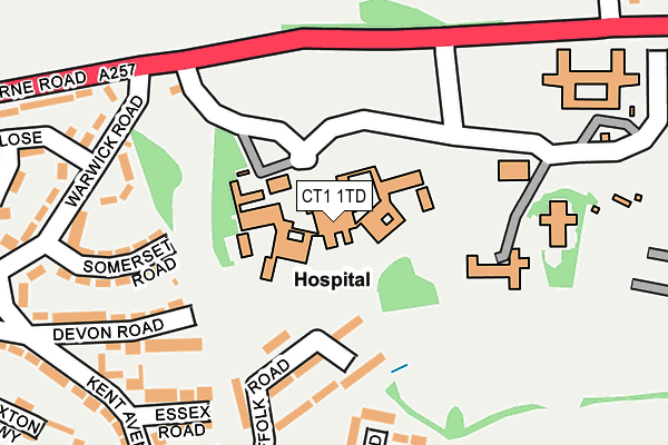 CT1 1TD map - OS OpenMap – Local (Ordnance Survey) CT1 1TD map - OS OpenMap – Local (Ordnance Survey)